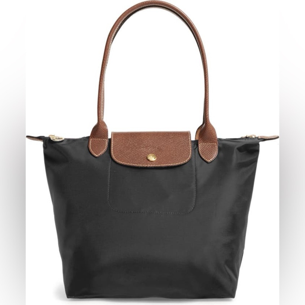 Longchamp Medium Le Pliage Nylon Shoulder Tote Navy or Black and Paper - Picture 8 of 16